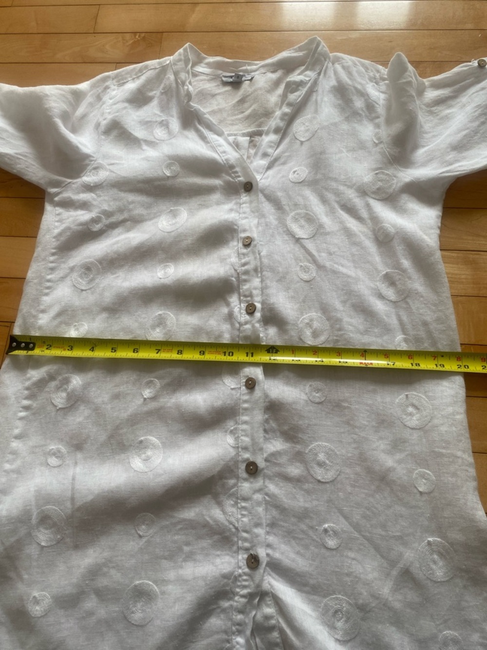 LINEN ROSEMARINE Made in Italy  long White  3/4 Length sleeve Blouse Size Small - Picture 11 of 13